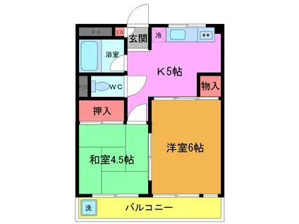 第3吉岡マンション(2K/2階)の間取り写真