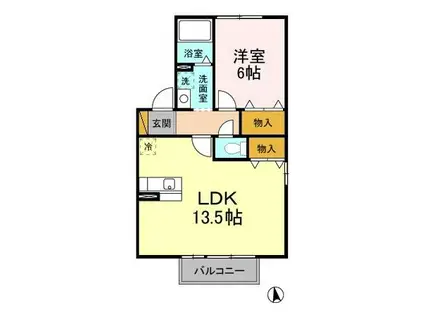 ウィルコート C(1LDK/2階)の間取り写真