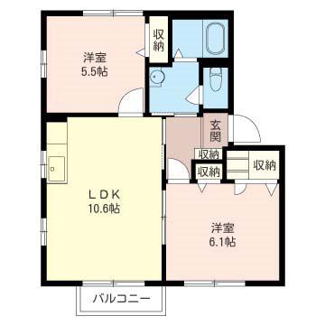 サンモール六番館(2LDK/2階)の間取り写真