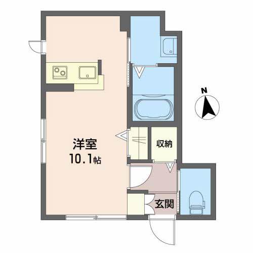 仙台市地下鉄南北線 八乙女駅 バス乗車時間：25分 最寄りバス停で下車 徒歩4分 2階建 築4年(ワンルーム/1階)の間取り写真
