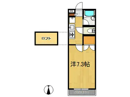 メゾンド歩坂(1K/1階)の間取り写真