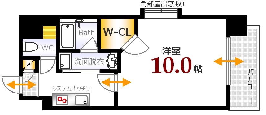 PARC HIROSHIMA EKIMAE(1K/10階)の間取り写真