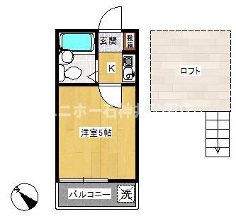 第8小野ハイム(1K/1階)の間取り写真