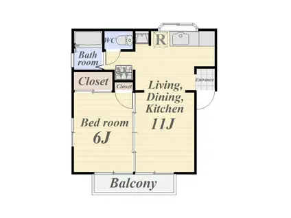フレグランスYB(1LDK/2階)の間取り写真