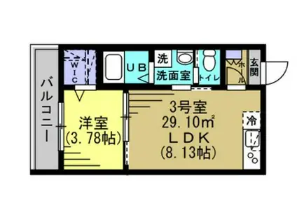 AJ北松戸(1LDK/2階)の間取り写真
