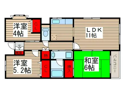 イーハトヴ津田沼(3LDK/1階)の間取り写真
