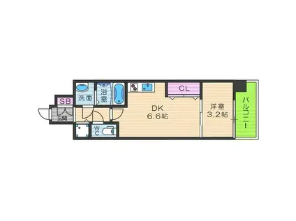 THE GARNET MILLENIUM KYOTO 九条烏丸(1DK/4階)の間取り写真