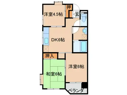 エスポワール有明 A(3DK/2階)の間取り写真