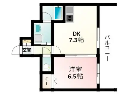 サンレムート江坂セカンド(1DK/9階)の間取り写真