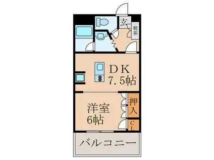 ぐりーんひる21 PARTII(1DK/3階)の間取り写真