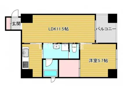 ルクレ堺筋本町レジデンス(1LDK/8階)の間取り写真