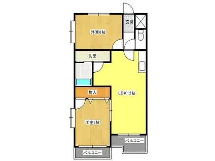 リアナ中須町アパートメント(2LDK/4階)の間取り写真