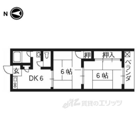 レジデンス菱屋(2DK/3階)の間取り写真