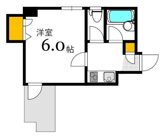 第2片山ビル(1K/3階)の間取り写真