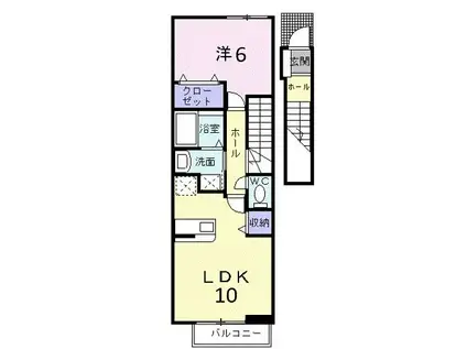 ＪＲ福塩線 駅家駅 徒歩13分 2階建 築21年(1LDK/2階)の間取り写真
