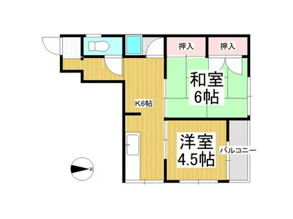 ネオトピア中央(2K/2階)の間取り写真