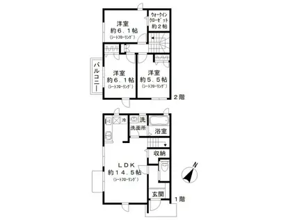 カルテット西大宮(3LDK/1階)の間取り写真