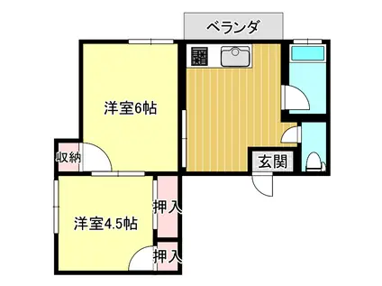 サンハイツ宮野(2DK/1階)の間取り写真