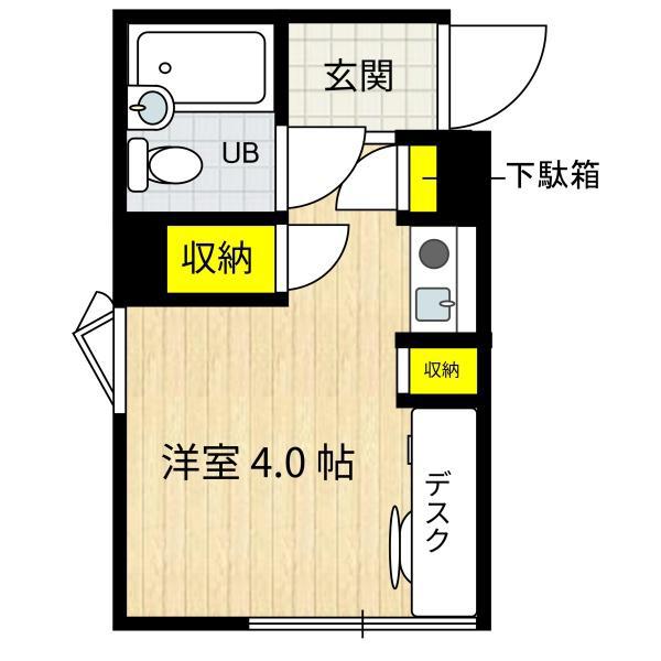 カレッジハウスカクタス(ワンルーム/1階)の間取り写真
