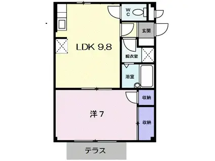メゾンジオワイユ2(1LDK/1階)の間取り写真