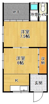 コーポ丸忠(2K/3階)の間取り写真