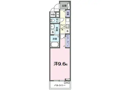 なでしこ(1K/1階)の間取り写真