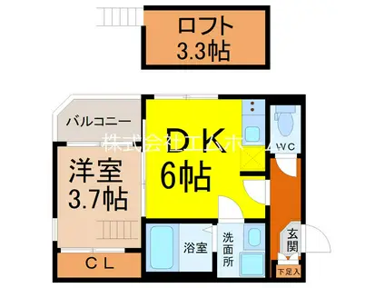 OKASIN6931(1SDK/3階)の間取り写真