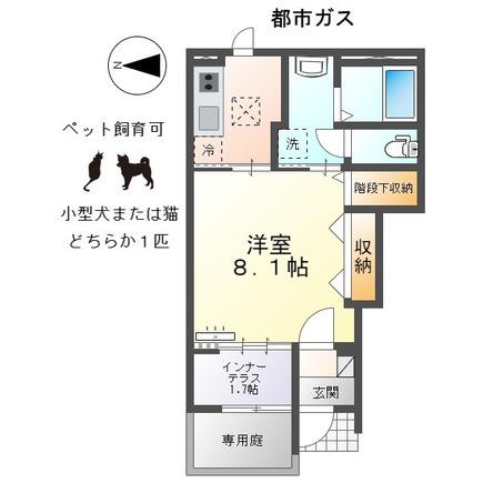 ネオハピネスアオシゲ(1K/1階)の間取り写真