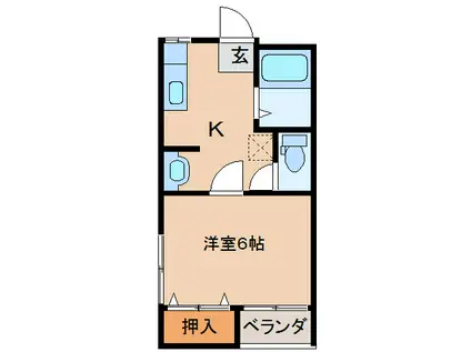 コーポ甲子園(1K/2階)の間取り写真