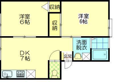 SUN LIFE タカナオ(2DK/1階)の間取り写真