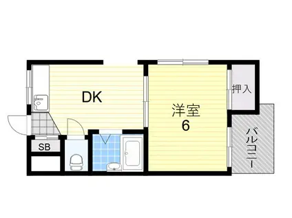 CITY岸里(1DK/3階)の間取り写真