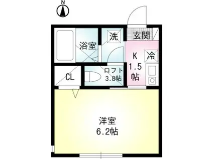 セレーノ田浦II(1K/2階)の間取り写真