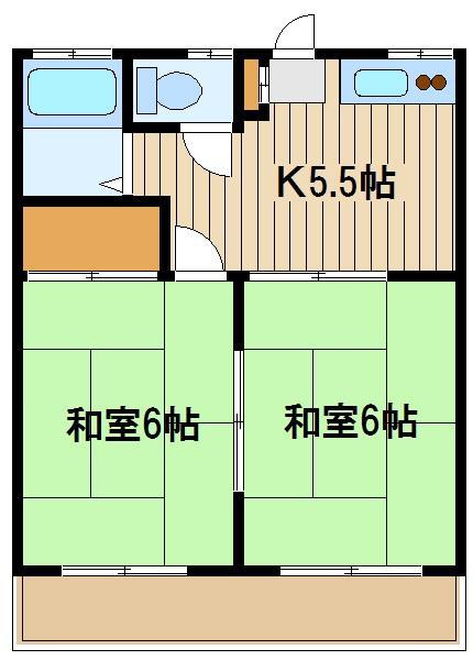 第二田中コーポ(2K/2階)の間取り写真