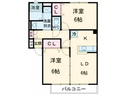 サンガーデンMS(2LDK/3階)の間取り写真