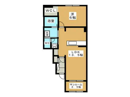 フレスクーラ蟻ヶ崎III(1LDK/1階)の間取り写真