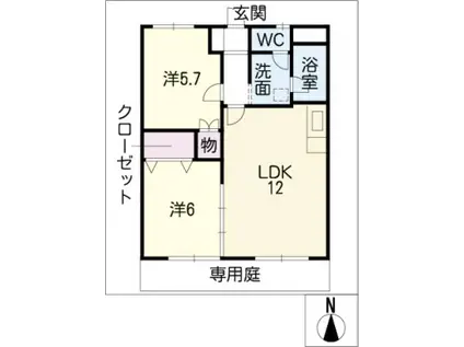 中切ハイム(2LDK/1階)の間取り写真