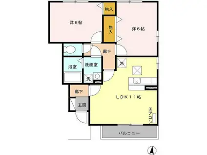 ライネスハイムA(2LDK/1階)の間取り写真