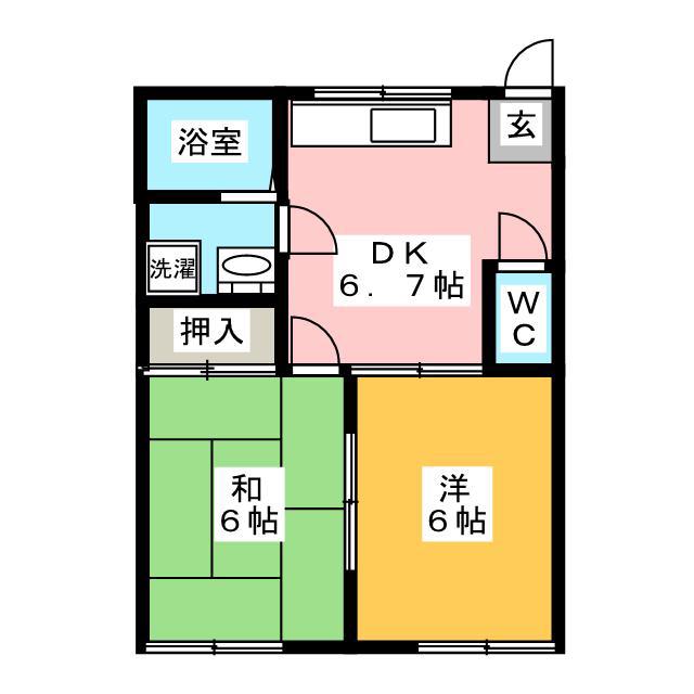 グリーンハイツ三五沢(2DK/1階)の間取り写真
