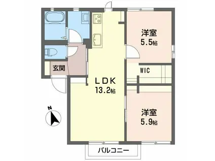 フォーレスエデンA(2LDK/2階)の間取り写真