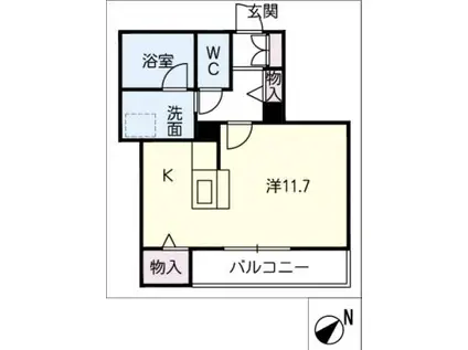 REORIENT KAKAMINO(ワンルーム/1階)の間取り写真