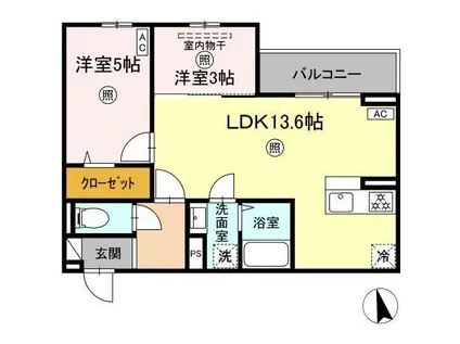 PREMILIFE大州浜(2LDK/3階)の間取り写真