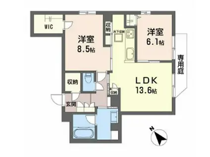 REFIANT東谷山(2LDK/1階)の間取り写真