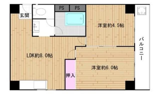 コーポラス翌檜(2LDK/1階)の間取り写真
