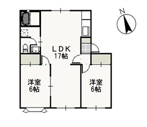 クレセント松新(2LDK/2階)の間取り写真