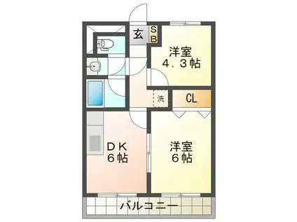 リンピア桜橋(2DK/3階)の間取り写真