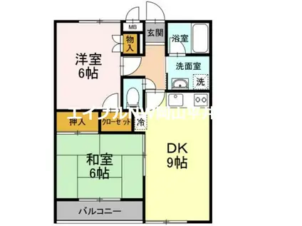 セブンアルコA(2DK/2階)の間取り写真