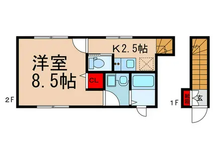 青葉の杜(1K/2階)の間取り写真