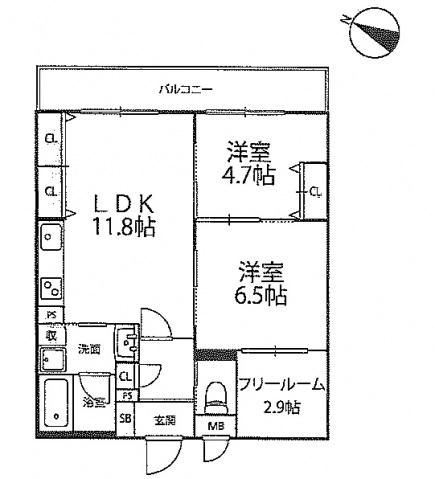 インサイトルポ山科新十条(2SLDK/2階)の間取り写真
