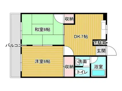 高畑ビル(2DK/2階)の間取り写真