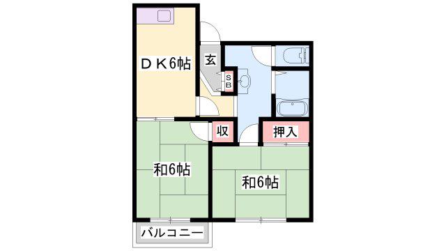 サンハイツ学園前(2DK/2階)の間取り写真